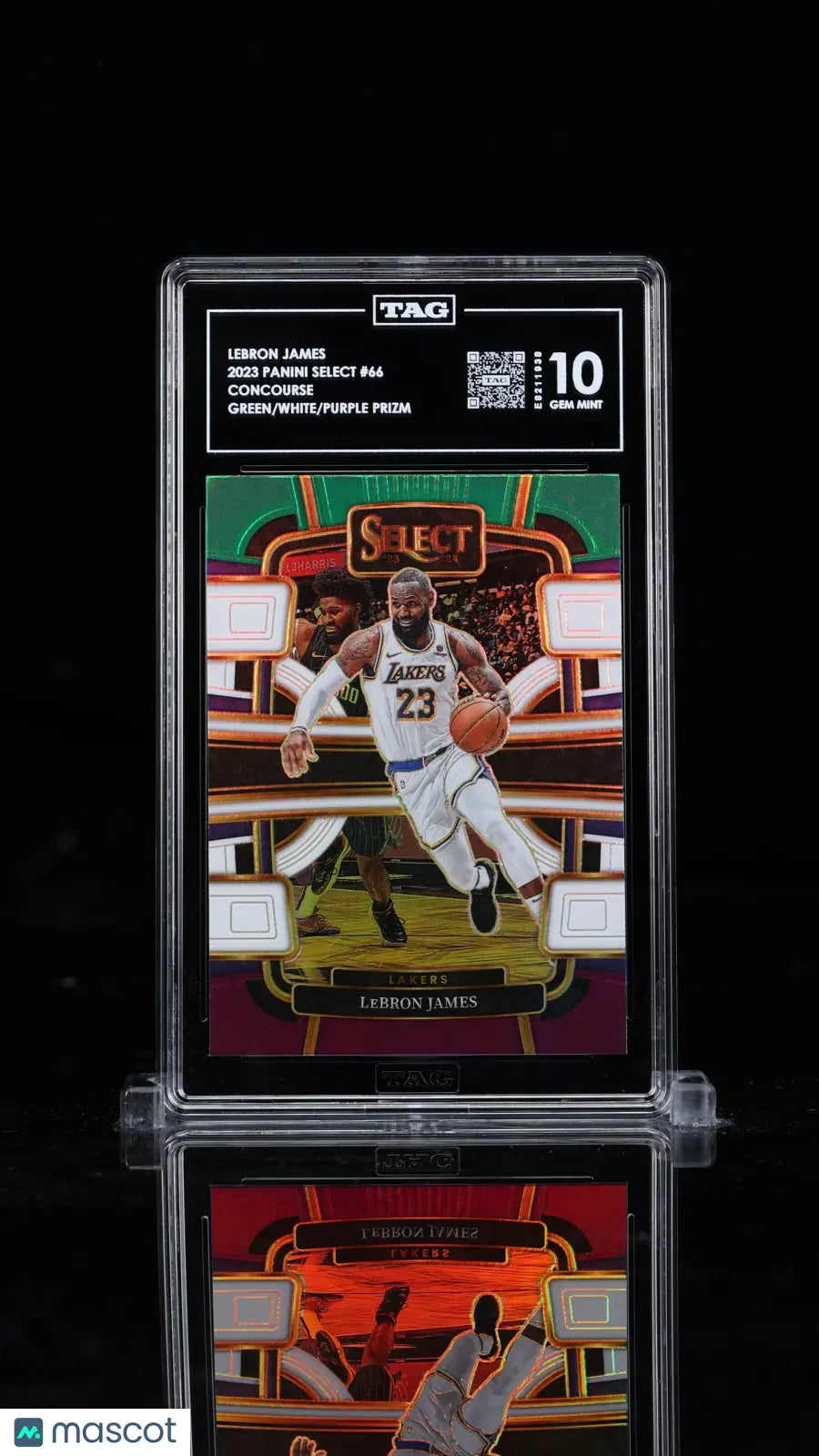 2023 Select Basketball LeBron James Green White Purple Prizm Concourse TAG 10 