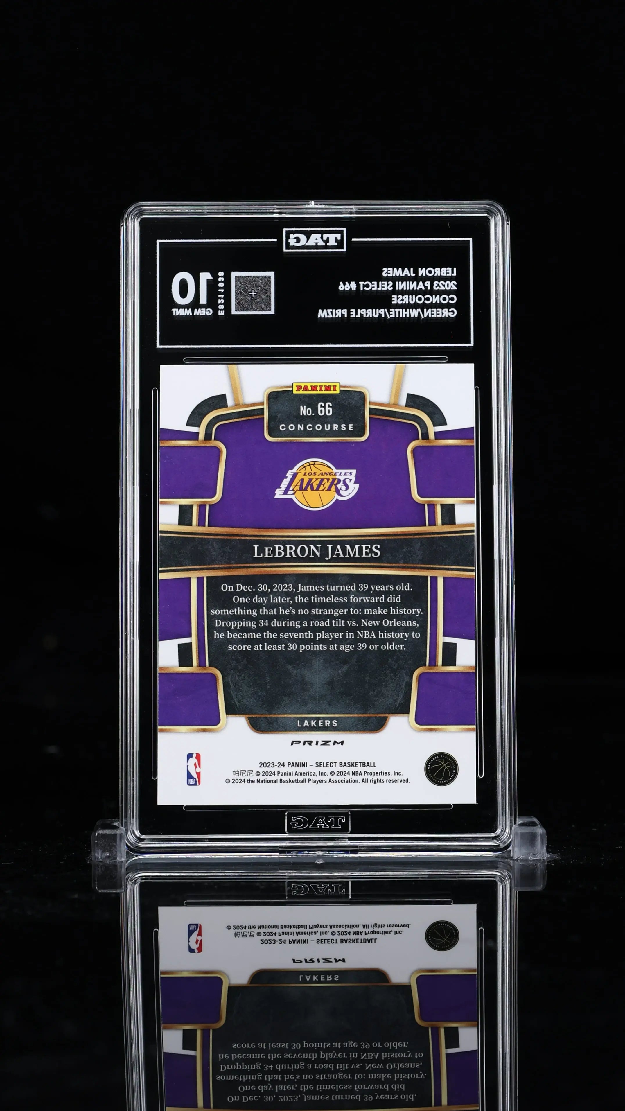 2023 Select Basketball LeBron James Green White Purple Prizm Concourse TAG 10 