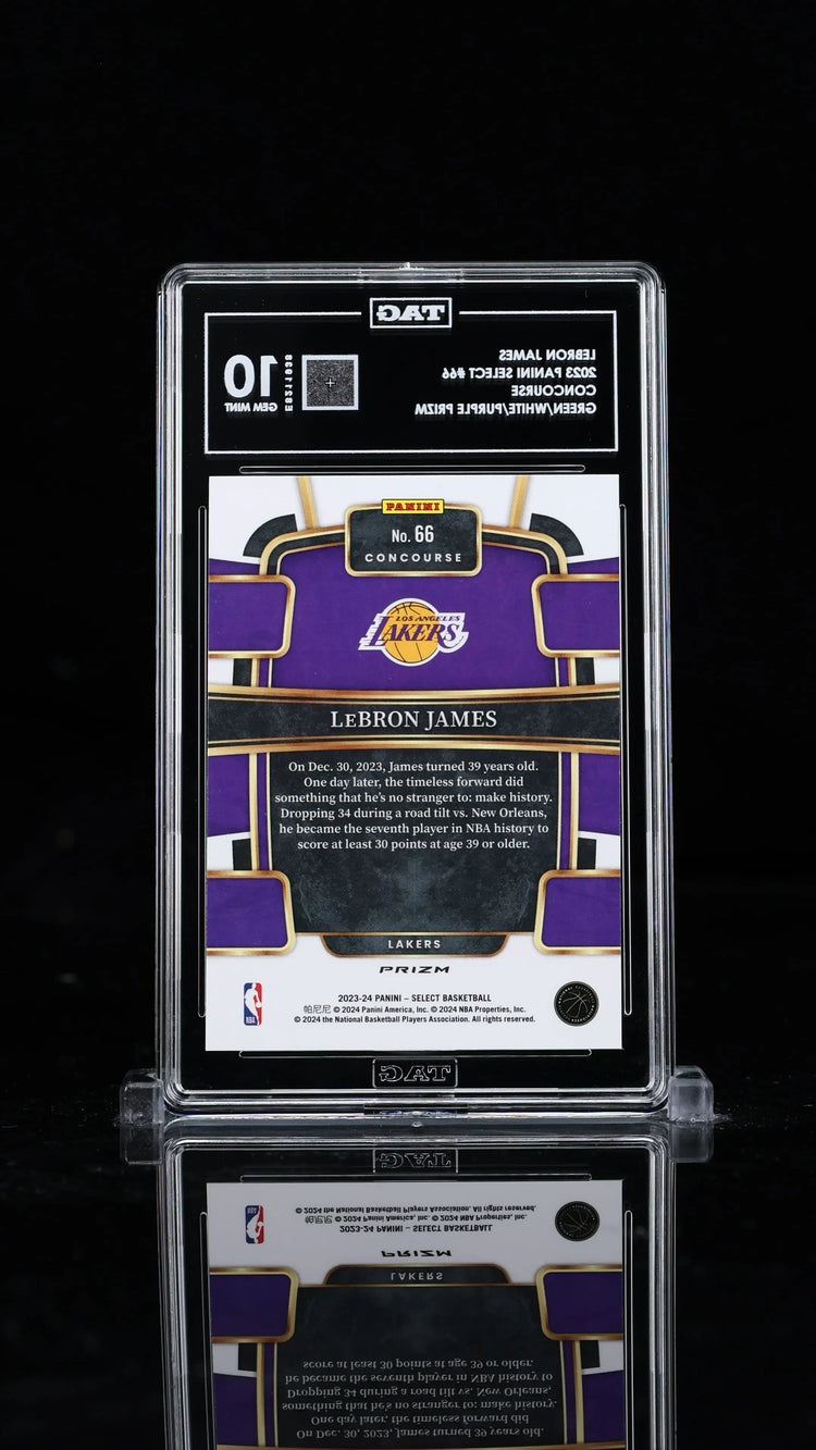 2023 Select Basketball LeBron James Green White Purple Prizm Concourse TAG 10 