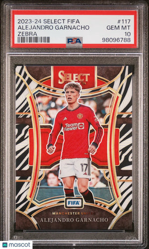 2023 Select FIFA Alejandro Garnacho #117 Zebra Prizm PSA 10 /25 
