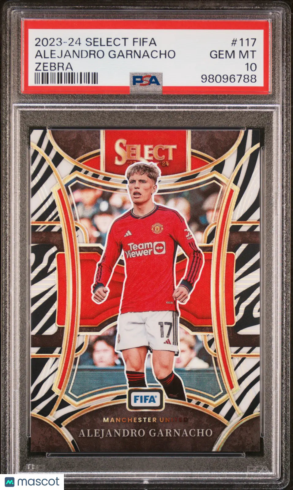 2023 Select FIFA Alejandro Garnacho #117 Zebra Prizm PSA 10 /25 
