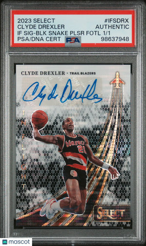 2023 Select In Flight Signatures Clyde Drexler Black Snake Pulsar FOTL 1/1 PSA A 