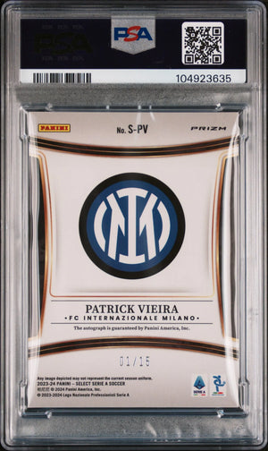 2023 Select Serie A Signatures Auto Patrick Vieira Tie Dye Prizm PSA 9 1/15 