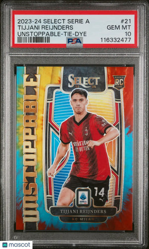 2023 Select Serie A Unstoppable Tijjani Reijnders RC Rookie Tie Dye PSA 10 1/49 