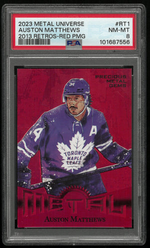 2023 Skybox Metal Universe 2013 Retros Auston Matthews Red PMG PSA 8 /100 