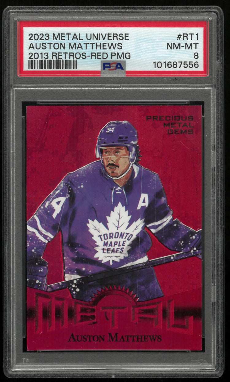 2023 Skybox Metal Universe 2013 Retros Auston Matthews Red PMG PSA 8 /100 