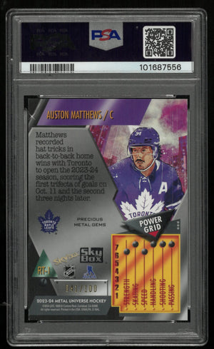 2023 Skybox Metal Universe 2013 Retros Auston Matthews Red PMG PSA 8 /100 