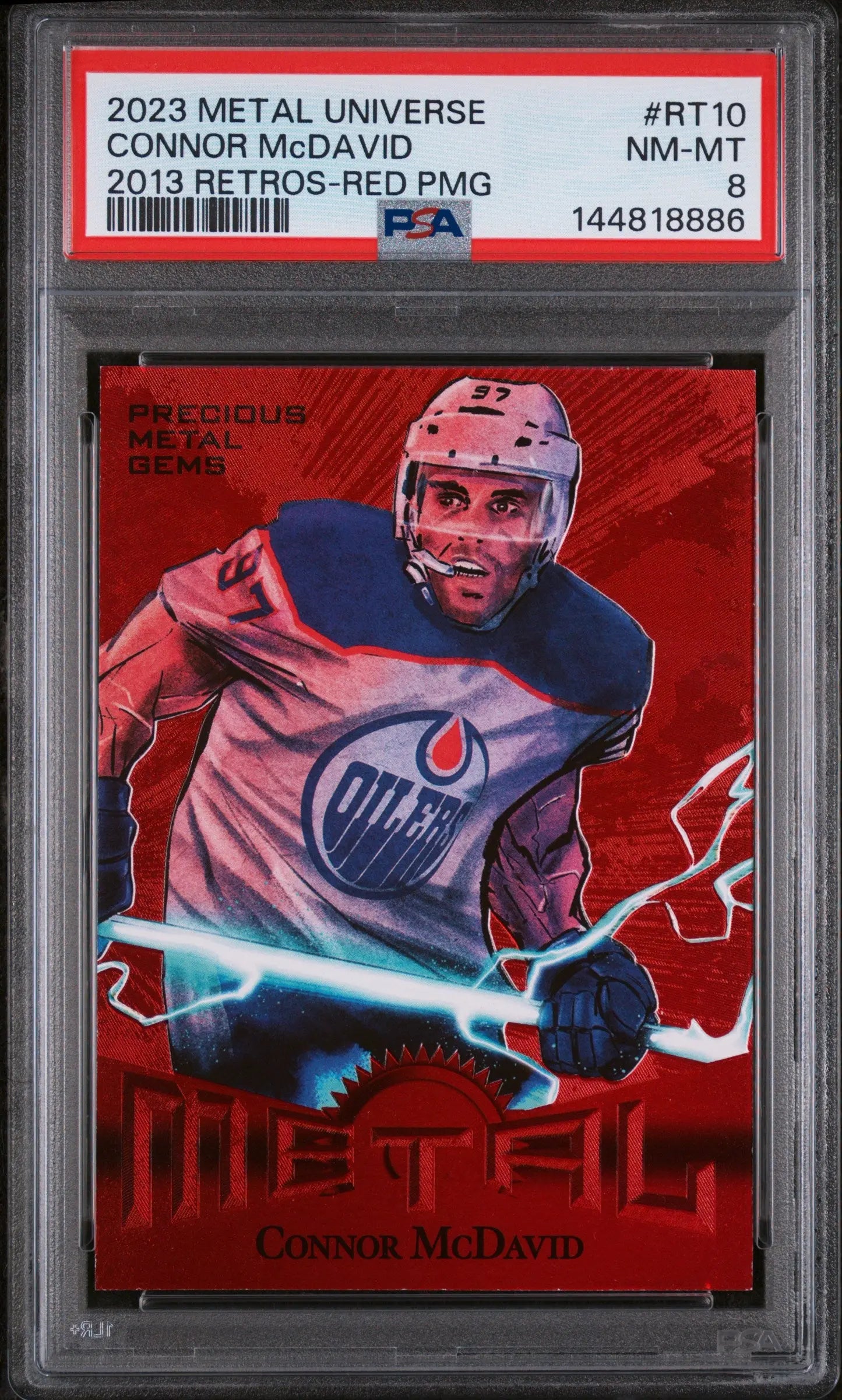 2023 Skybox Metal Universe 2013 Retros Connor McDavid Red PMG /100 PSA 8 