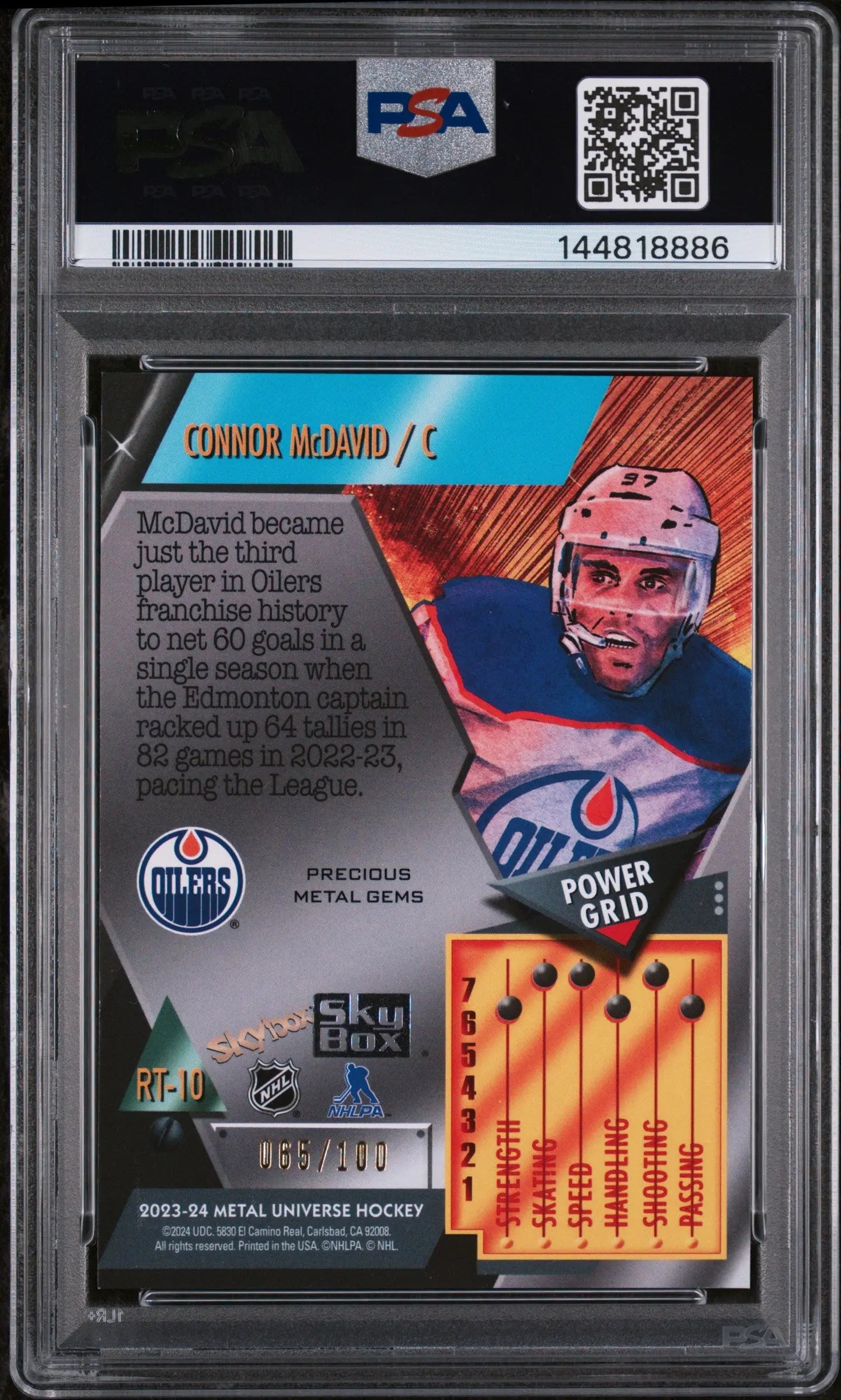 2023 Skybox Metal Universe 2013 Retros Connor McDavid Red PMG /100 PSA 8 