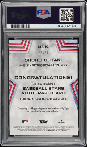 2023 Topps Baseball Stars Autographs Shohei Ohtani Auto Gold /50 PSA A Auto 10 