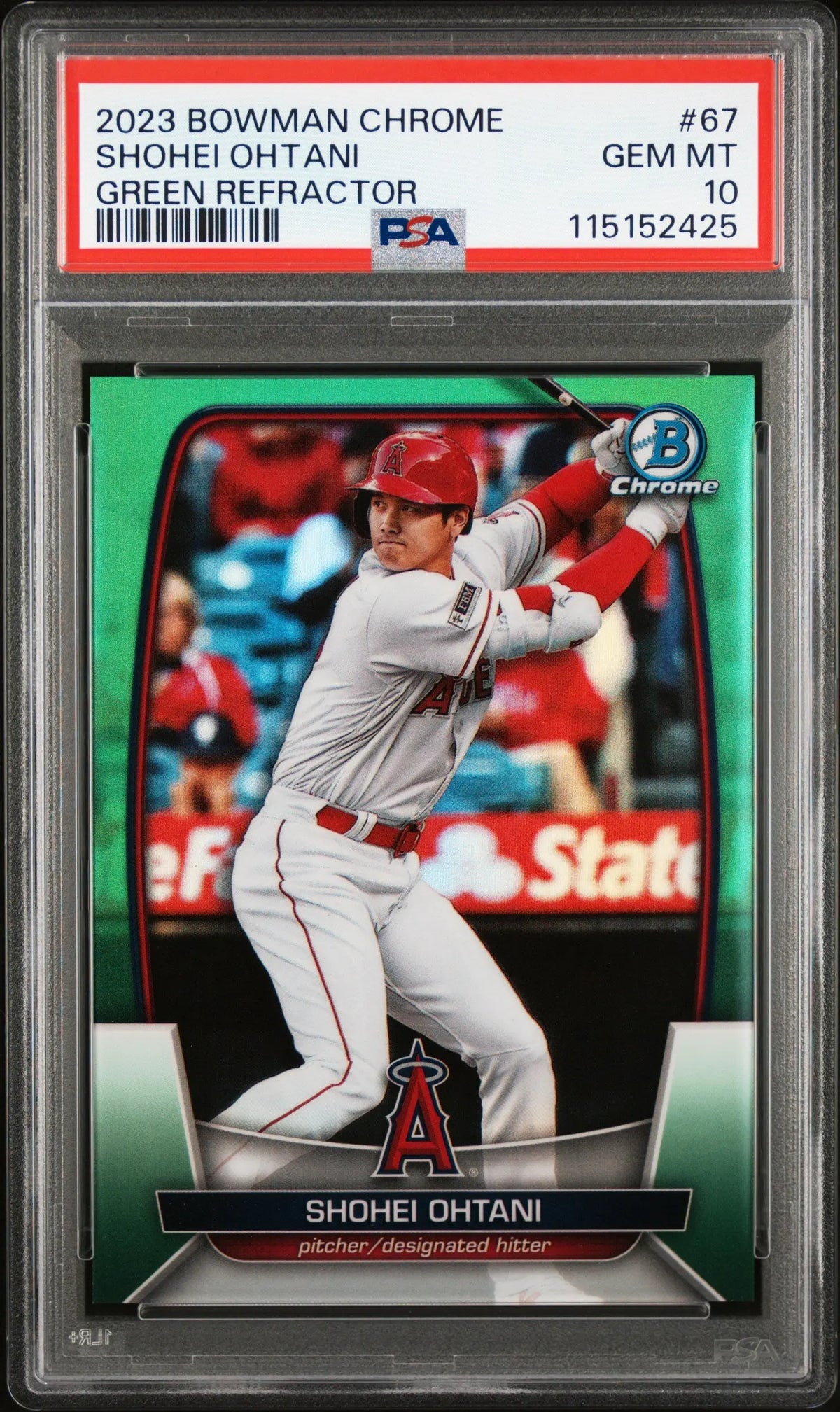 2023 Topps Bowman Chrom Shohei Ohtani Green Refractor /99 PSA 10 