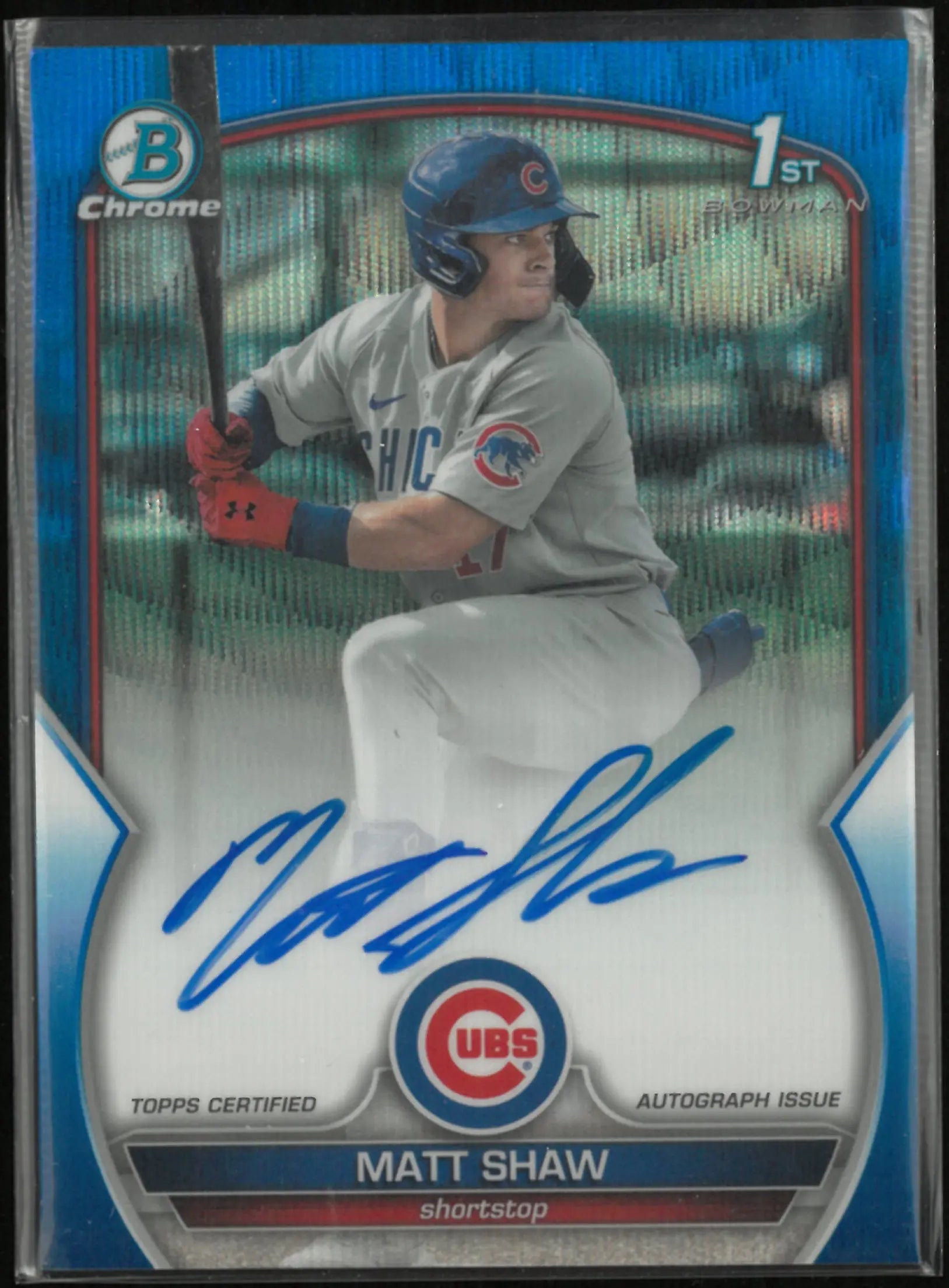 2023 Topps Bowman Chrome Autograph Matt Shaw Auto Blue Wave /150 