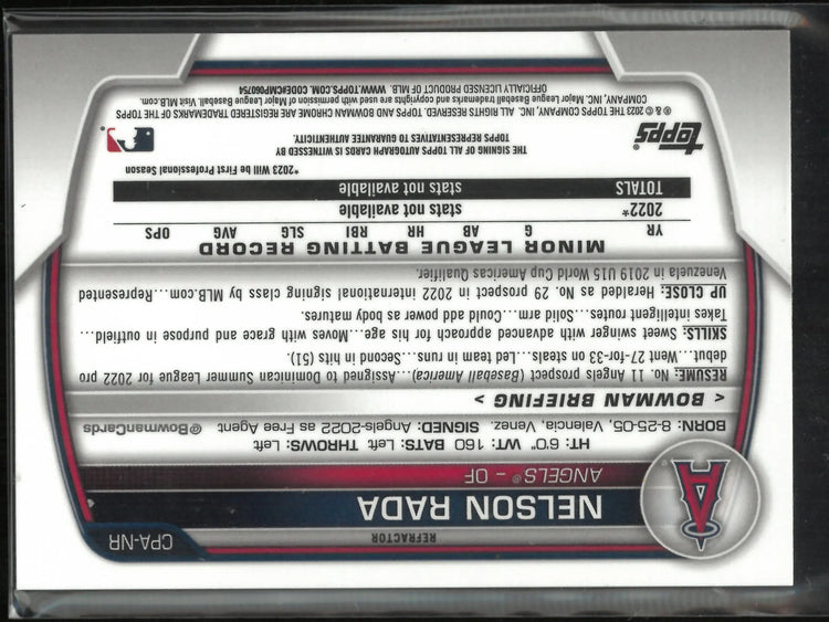 2023 Topps Bowman Chrome Autograph Nelson Rada Auto /499 