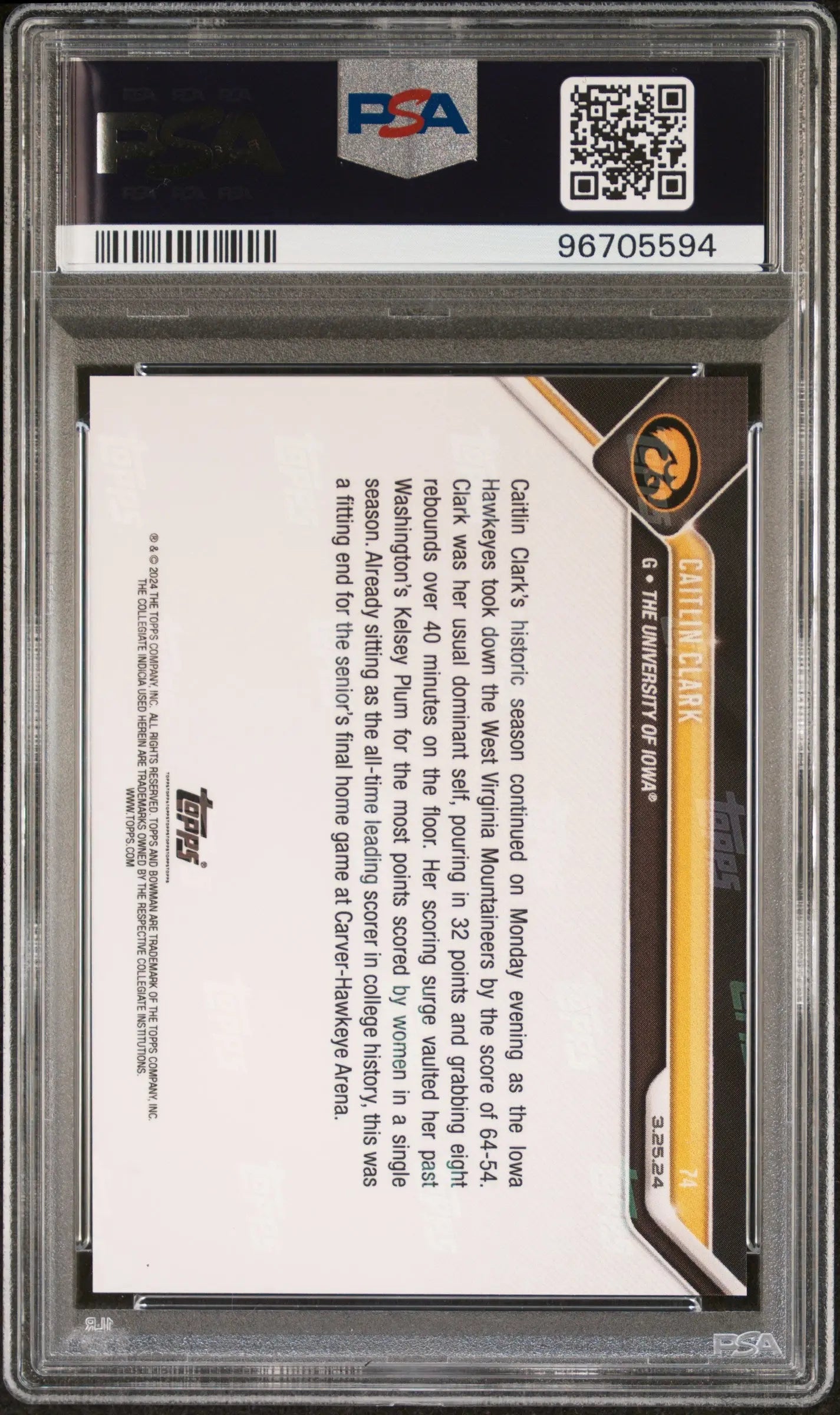 2023 Topps Bowman U Now Caitlin Clark PSA 10 