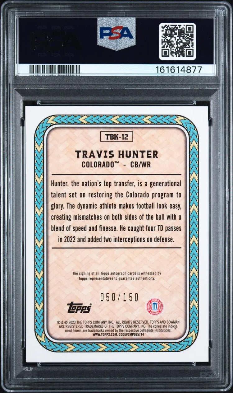 2023 Topps Bowman Uni Chrome Big Kahuna Autograph Travis Hunter /150 PSA 10 