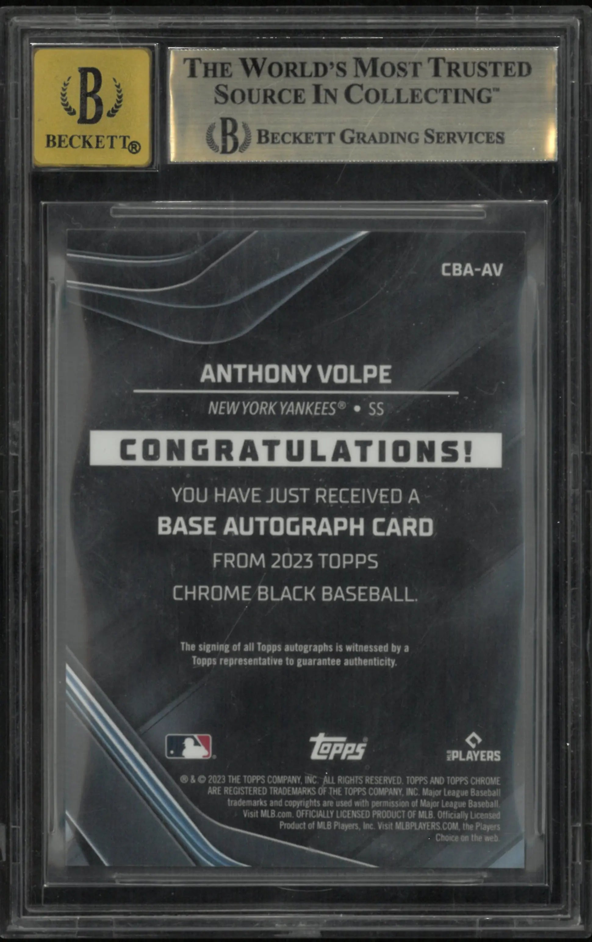 2023 Topps Chrome Black Auto Red Refractors Anthony Volpe RC BGS 9.5 1/5 