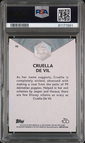 2023 Topps Chrome Disney 100 Cruella De Vil Green /99 PSA 9 