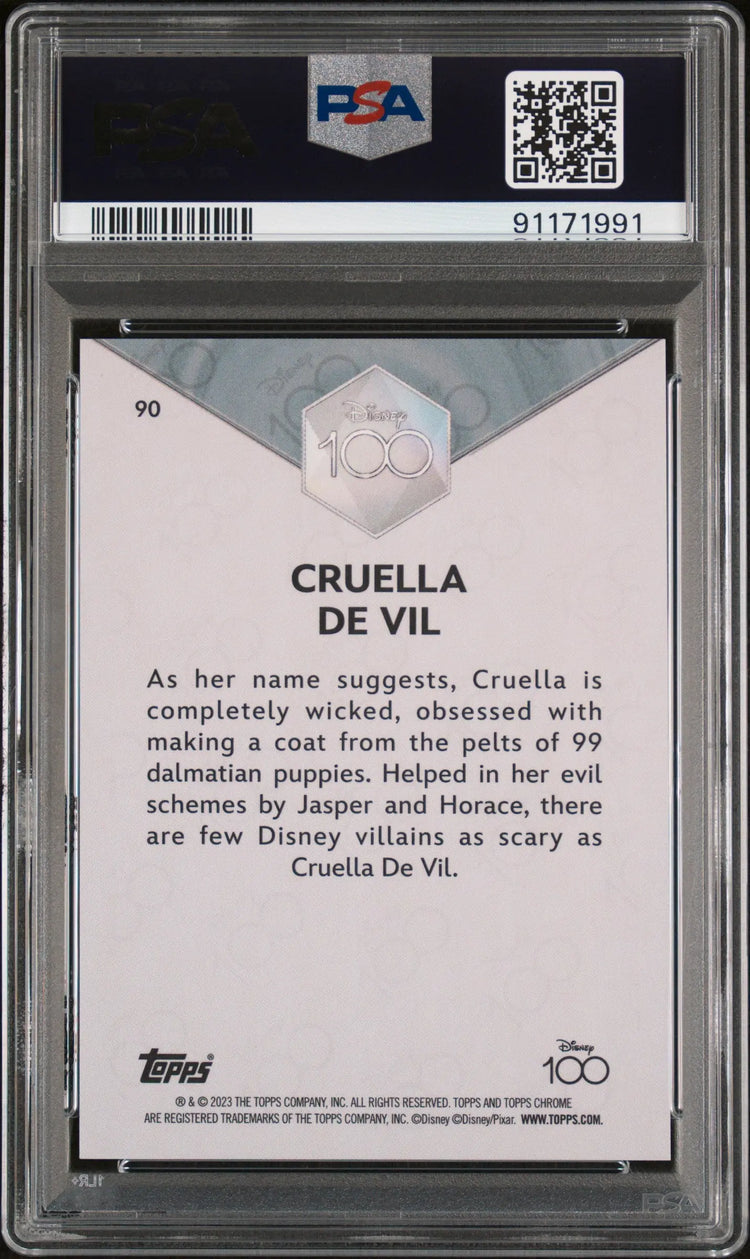 2023 Topps Chrome Disney 100 Cruella De Vil Green /99 PSA 9 