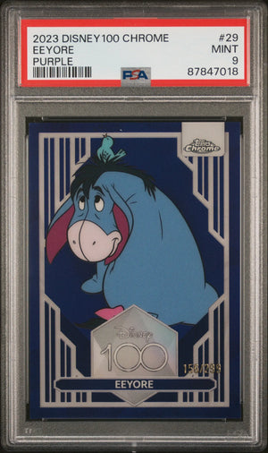 2023 Topps Chrome Disney 100 Eeyore #29 Purple Refractor /299 PSA 9 