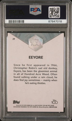 2023 Topps Chrome Disney 100 Eeyore #29 Purple Refractor /299 PSA 9 