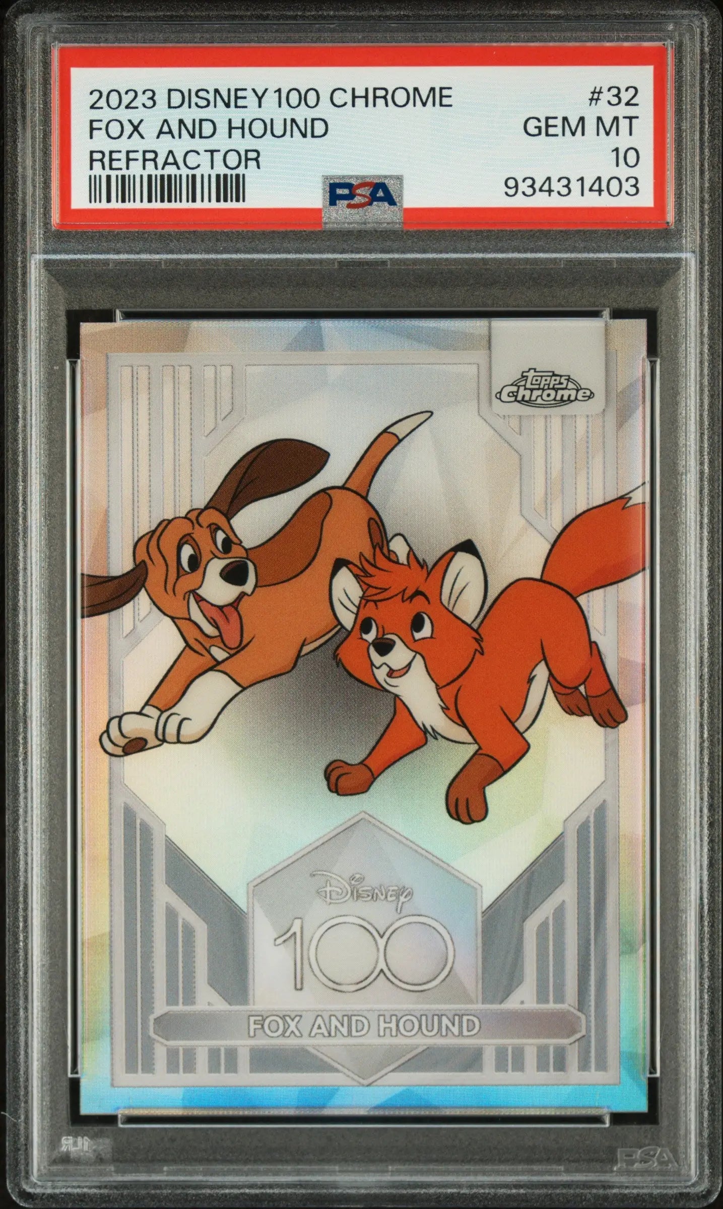 2023 Topps Chrome Disney 100 Fox And Hound Refractor PSA 10 