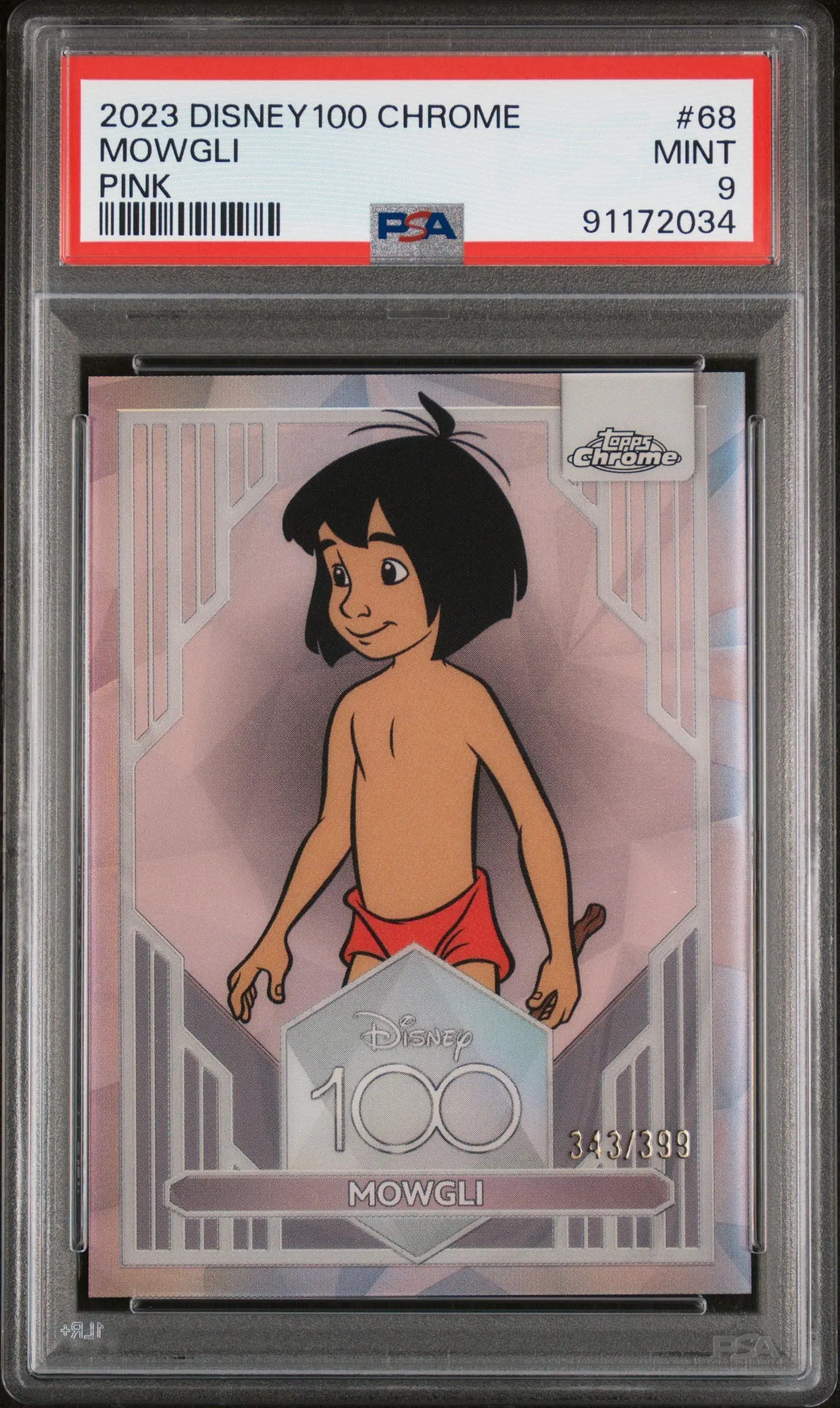 2023 Topps Chrome Disney 100 Mowgli Pink #68 PSA 9 /399 