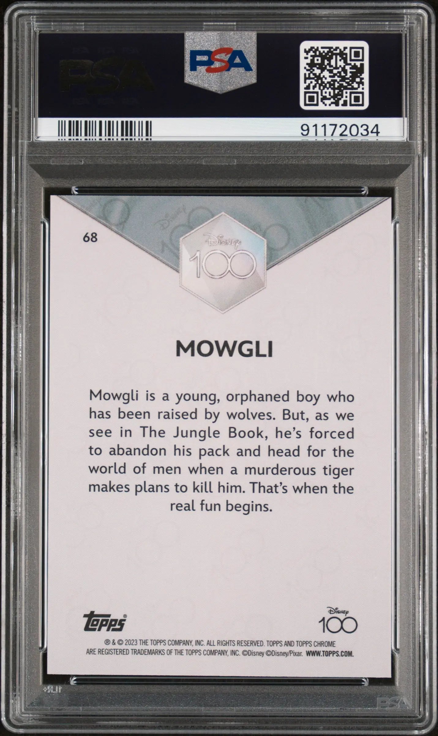 2023 Topps Chrome Disney 100 Mowgli Pink #68 PSA 9 /399 