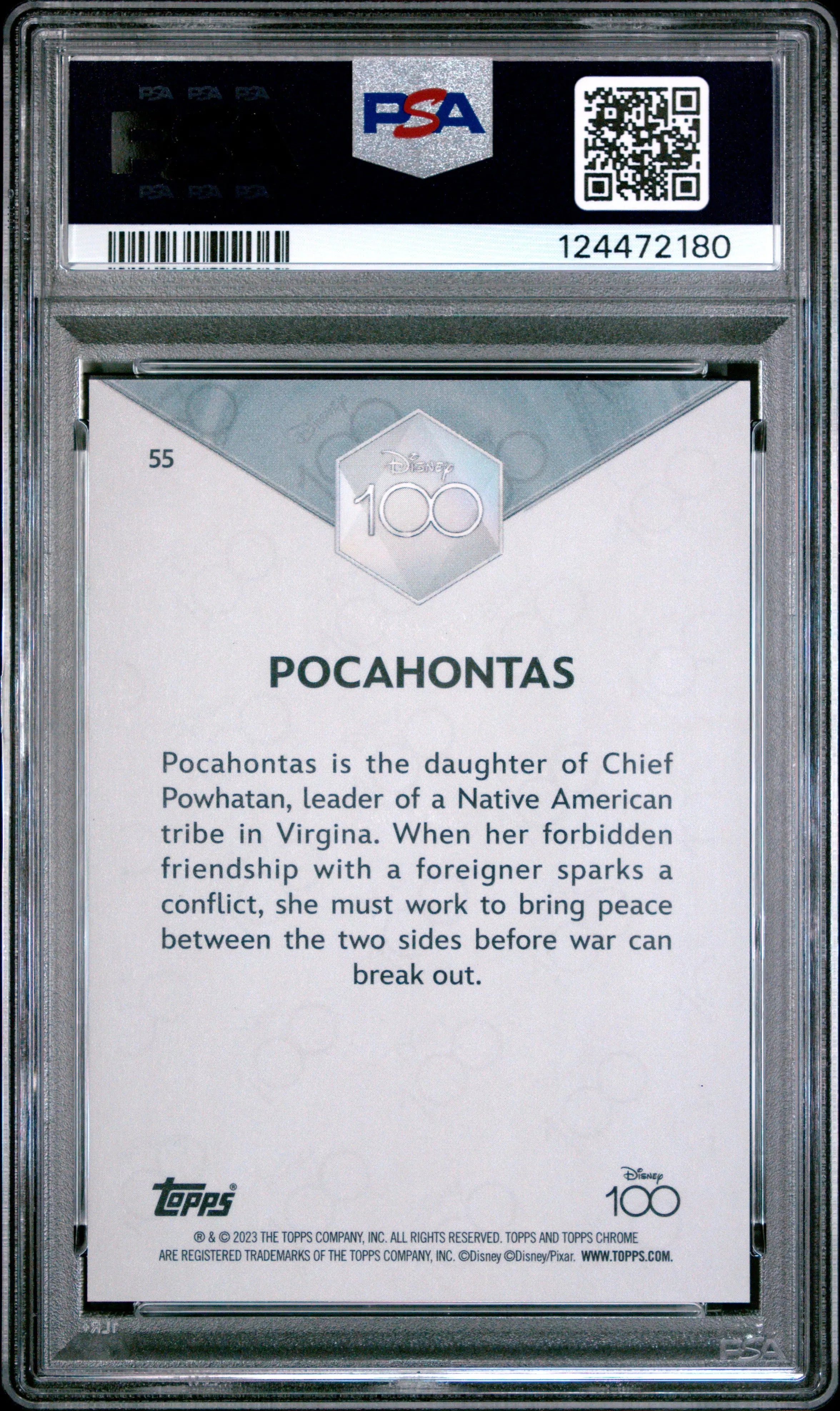 2023 Topps Chrome Disney 100 Pocahontas Dark Blue & Light Blue Ref. /75 PSA 9 
