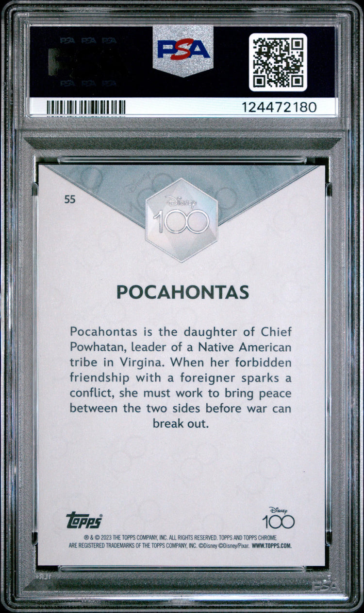 2023 Topps Chrome Disney 100 Pocahontas Dark Blue & Light Blue Ref. /75 PSA 9 