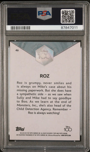2023 Topps Chrome Disney 100 Roz #46 Gold Wave /50 PSA 8 