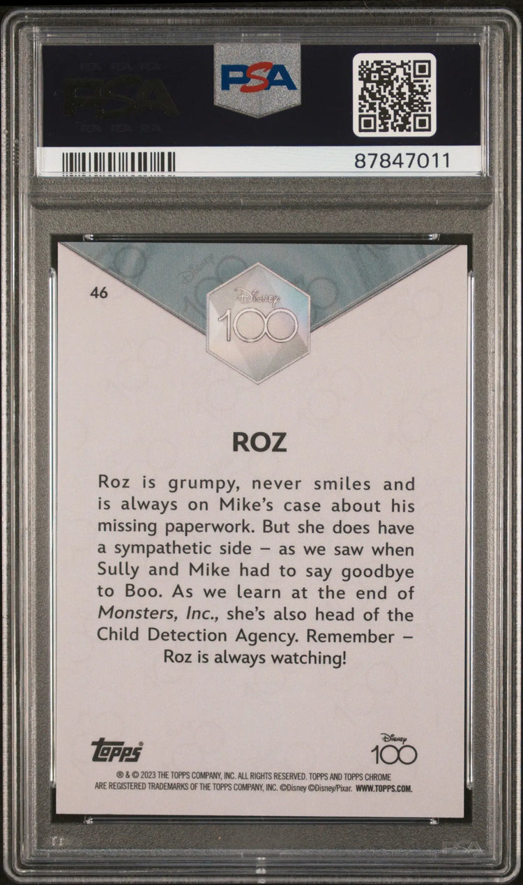 2023 Topps Chrome Disney 100 Roz #46 Gold Wave /50 PSA 8 