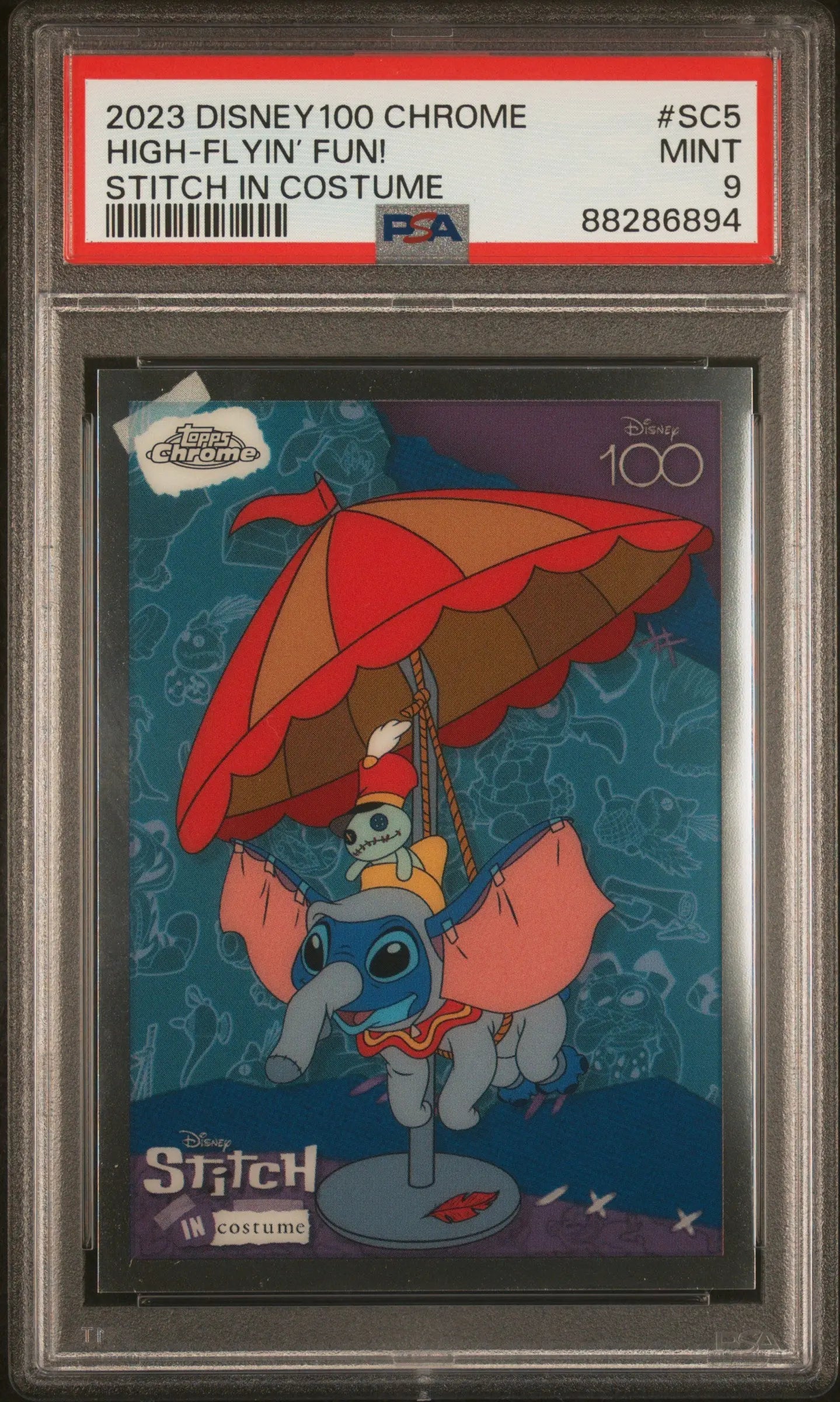 2023 Topps Chrome Disney 100 Stitch In Costume High-Flyin’ Fun! #SC5 PSA 9 