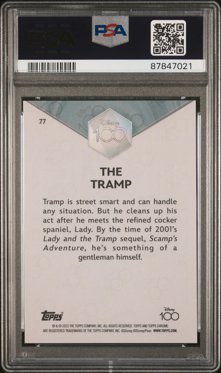 2023 Topps Chrome Disney 100 The Tramp #77 Purple Refractor /299 PSA 9 