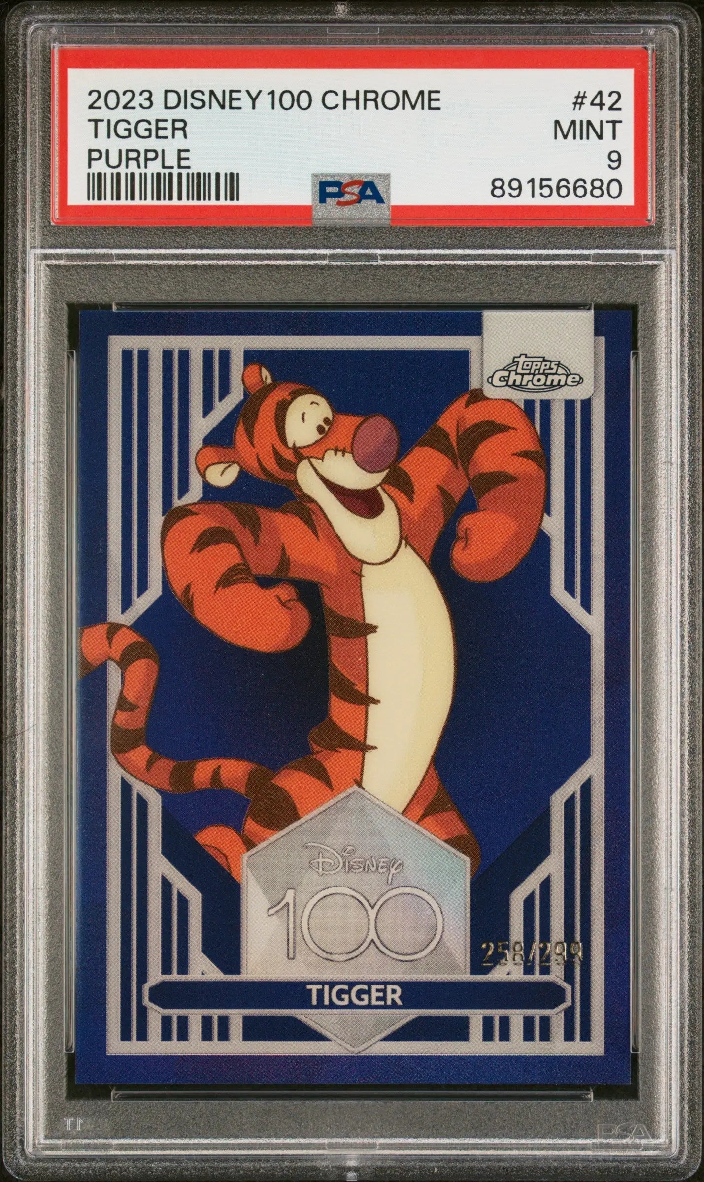 2023 Topps Chrome Disney 100 Tigger Purple /299 PSA 9 