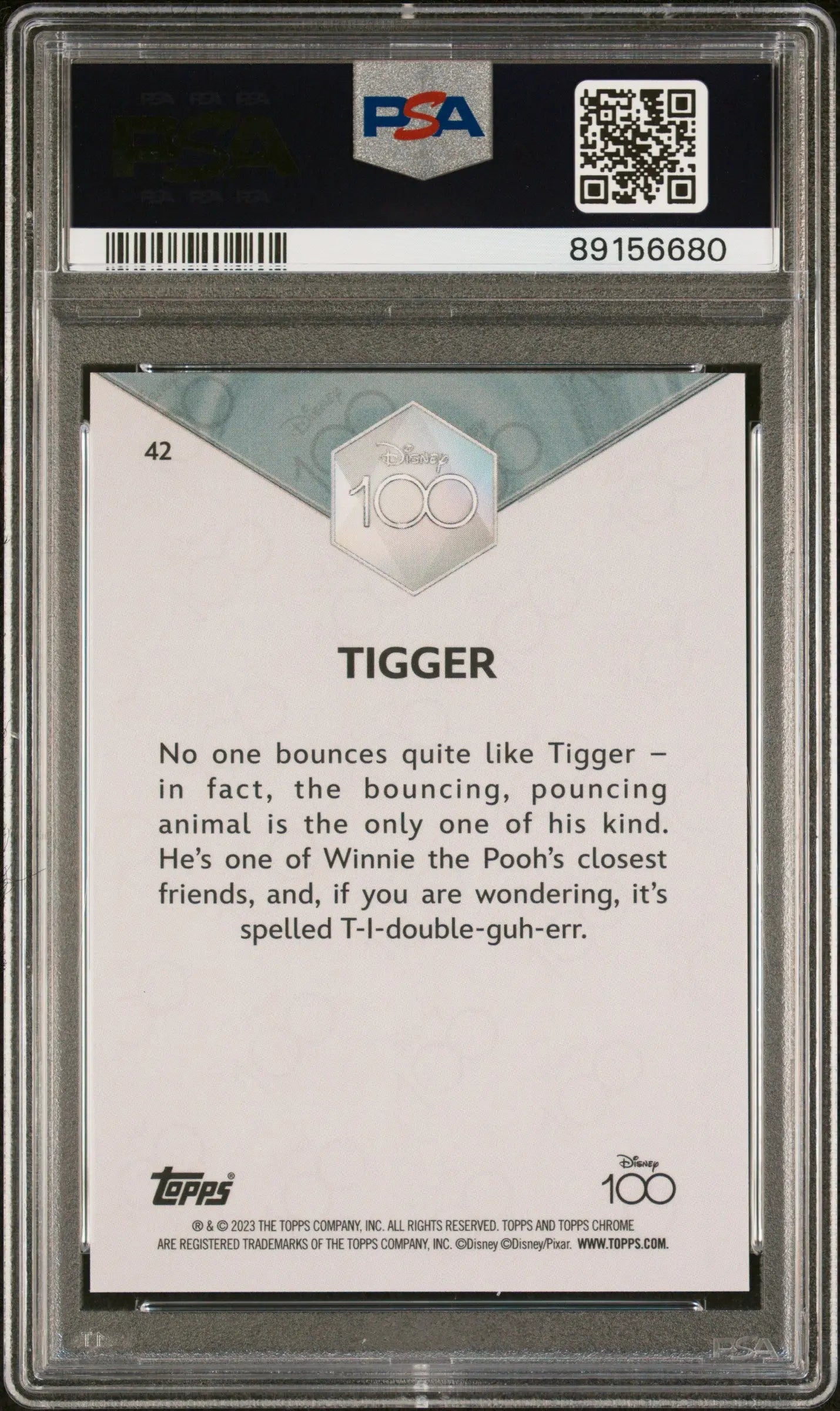 2023 Topps Chrome Disney 100 Tigger Purple /299 PSA 9 