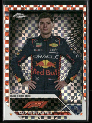2023 Topps Chrome Formula 1 F1 Orange Checkered Flag Max Verstappen /25 