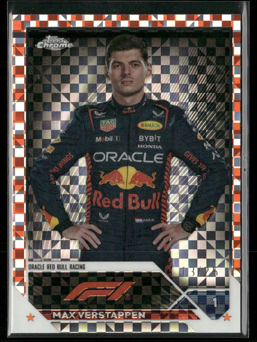 2023 Topps Chrome Formula 1 F1 Orange Checkered Flag Max Verstappen /25 