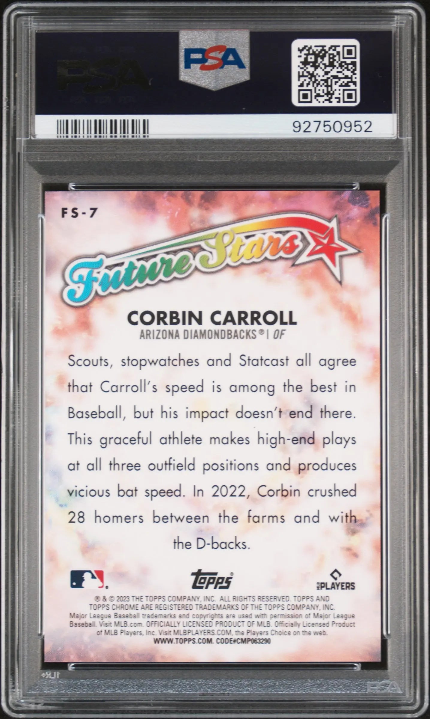 2023 Topps Chrome Logo Edition Future Stars Corbin Carroll  Blue Ref /150 PSA 10 