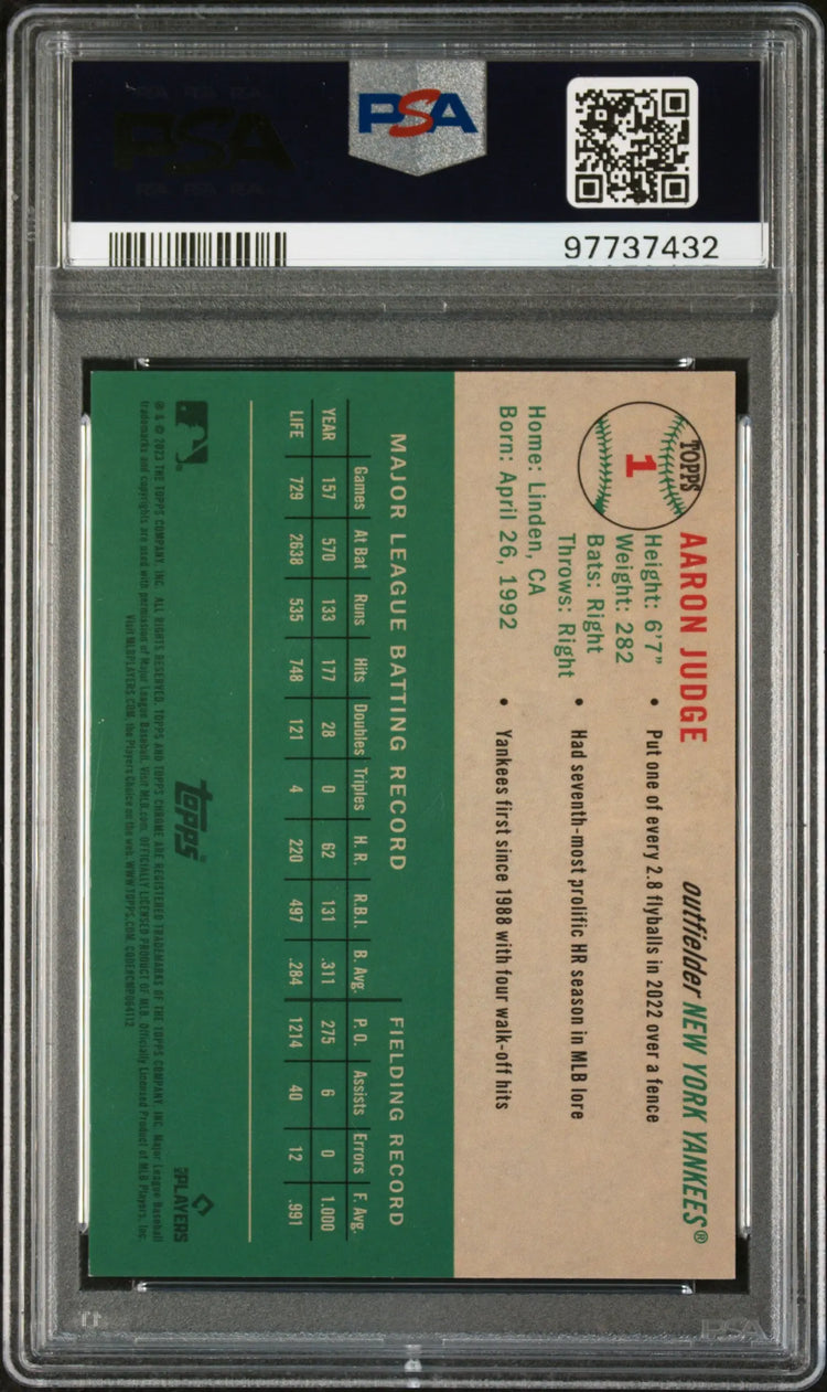 2023 Topps Chrome Platinum Aaron Judge Toile Cream Black Refractor 10/10 PSA 10 