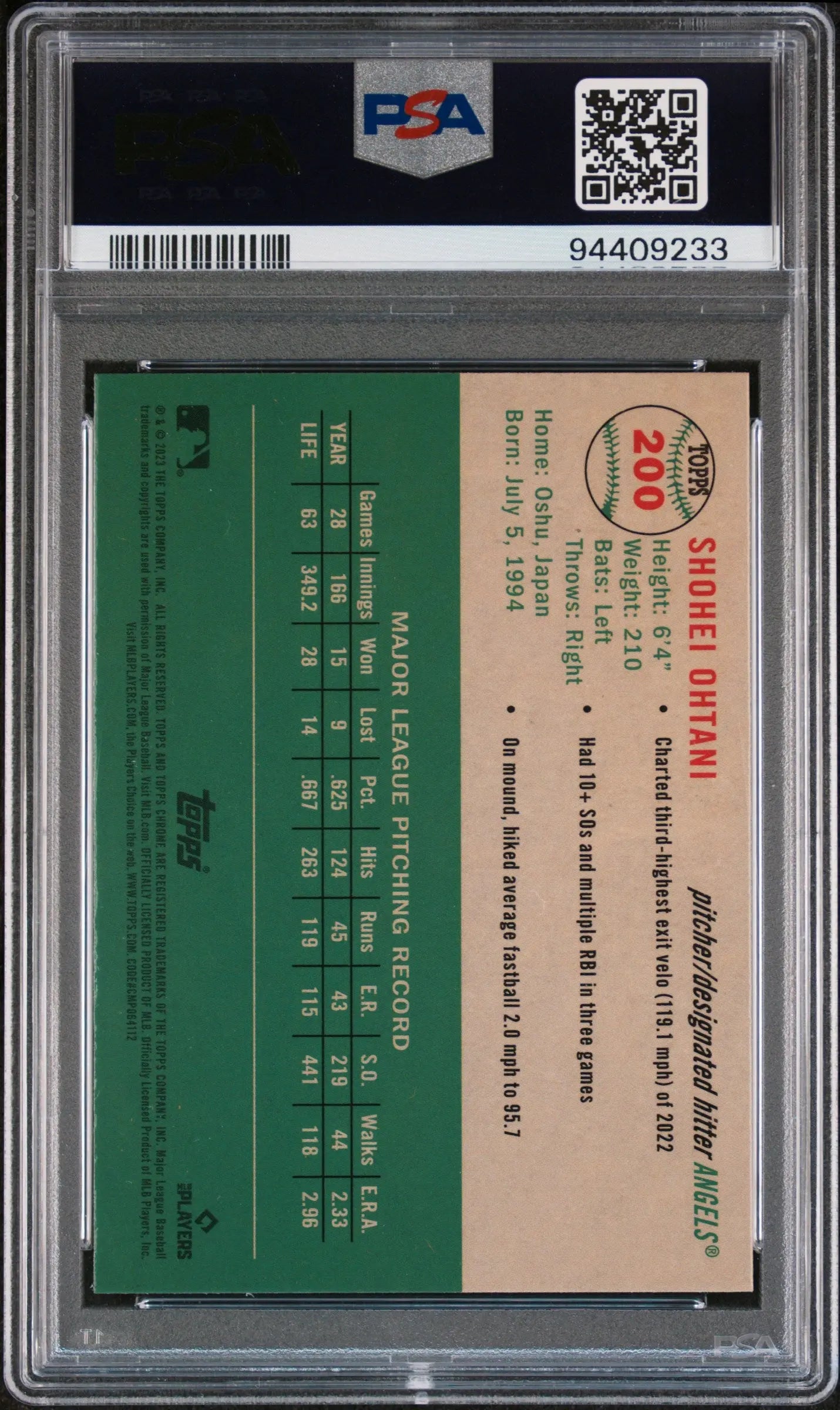 2023 Topps Chrome Platinum Anniversary Shohei Ohtani #200 PSA 10 