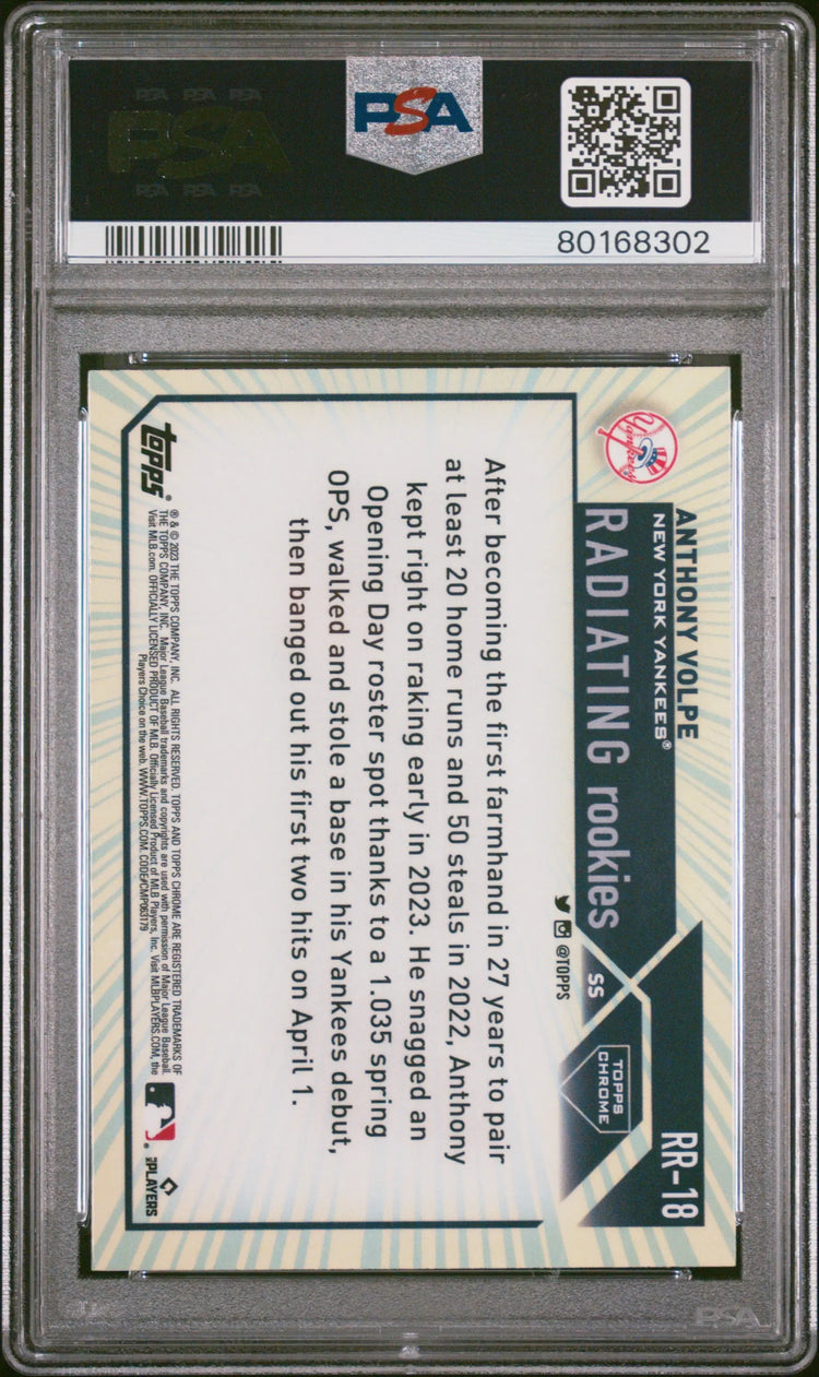 2023 Topps Chrome Radiating Rookies Anthony Volpe #RR18 PSA 9 