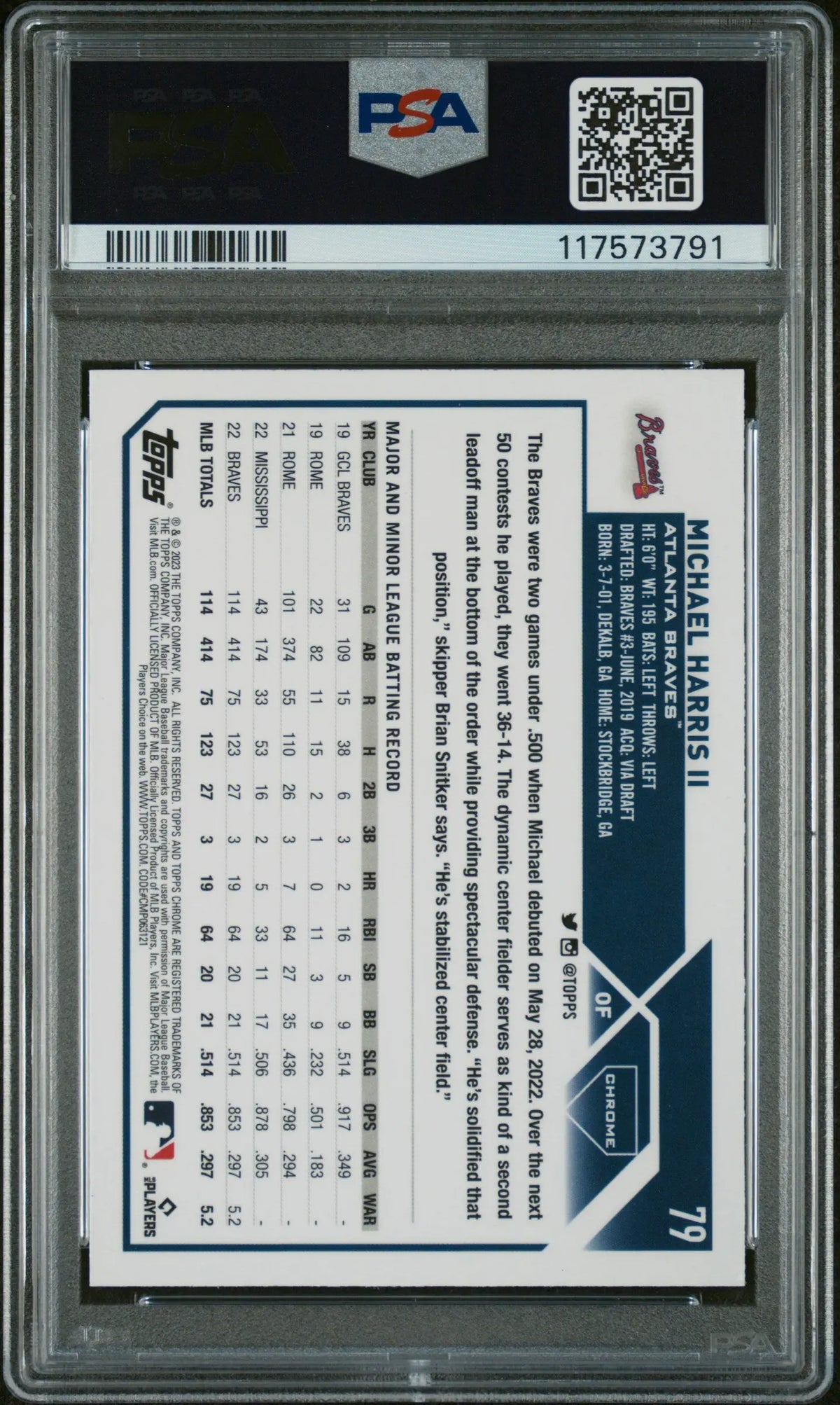 2023 Topps Chrome Rookie Michael Harris II Prism Refractor RCPSA 10 