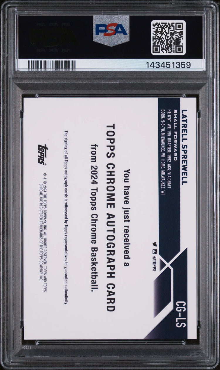 2023 Topps Chrome Sapphire Edition Auto Latrell Sprewell Red /5 PSA 10 