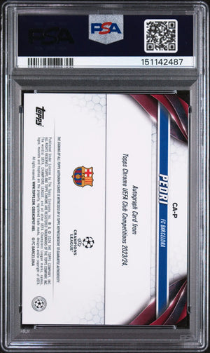 2023 Topps Chrome UEFA Club Competitions Chrome Autographs Pedri Gold Lava PSA 9 