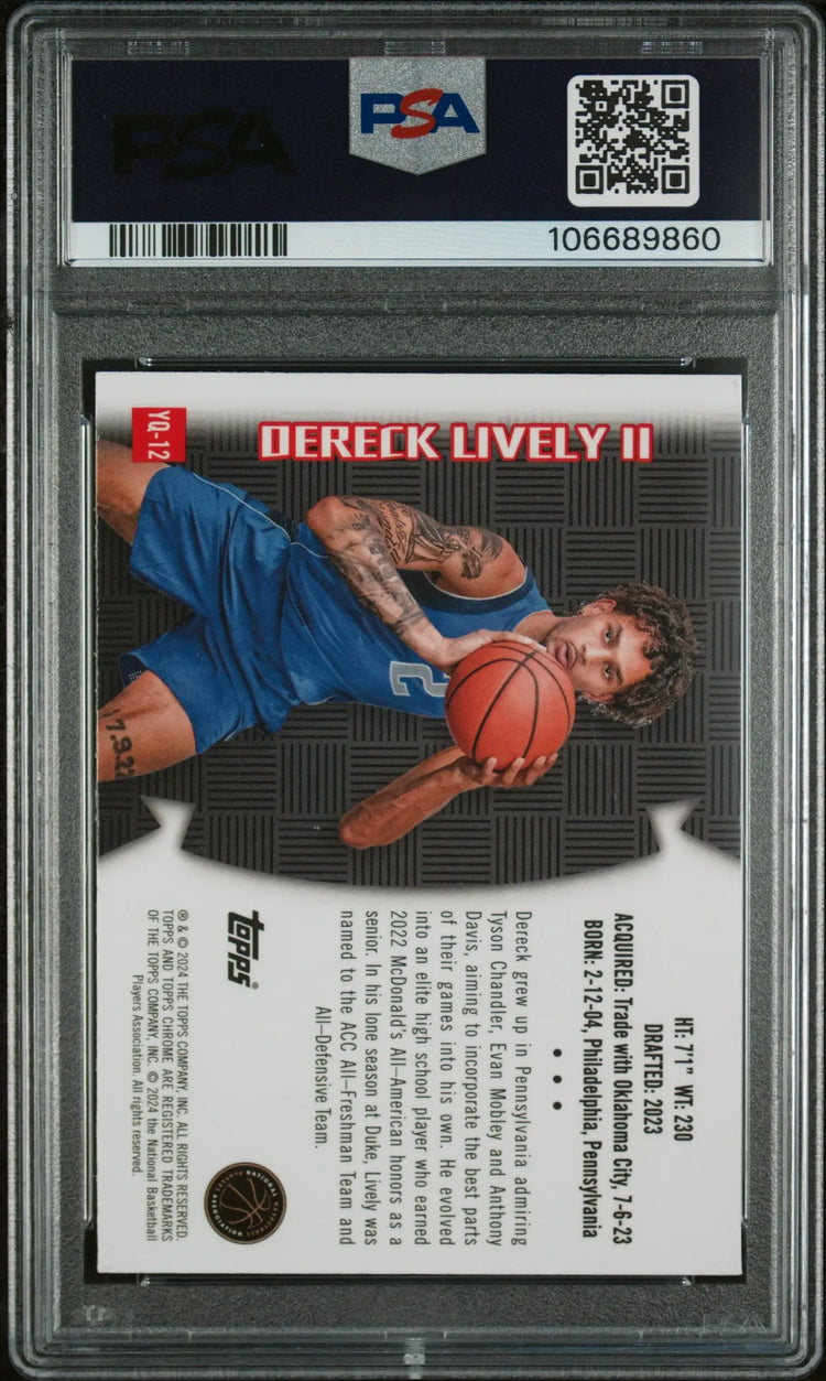 2023 Topps Chrome Youthquake Dereck Lively II RC Green Refractor PSA 10 /99 