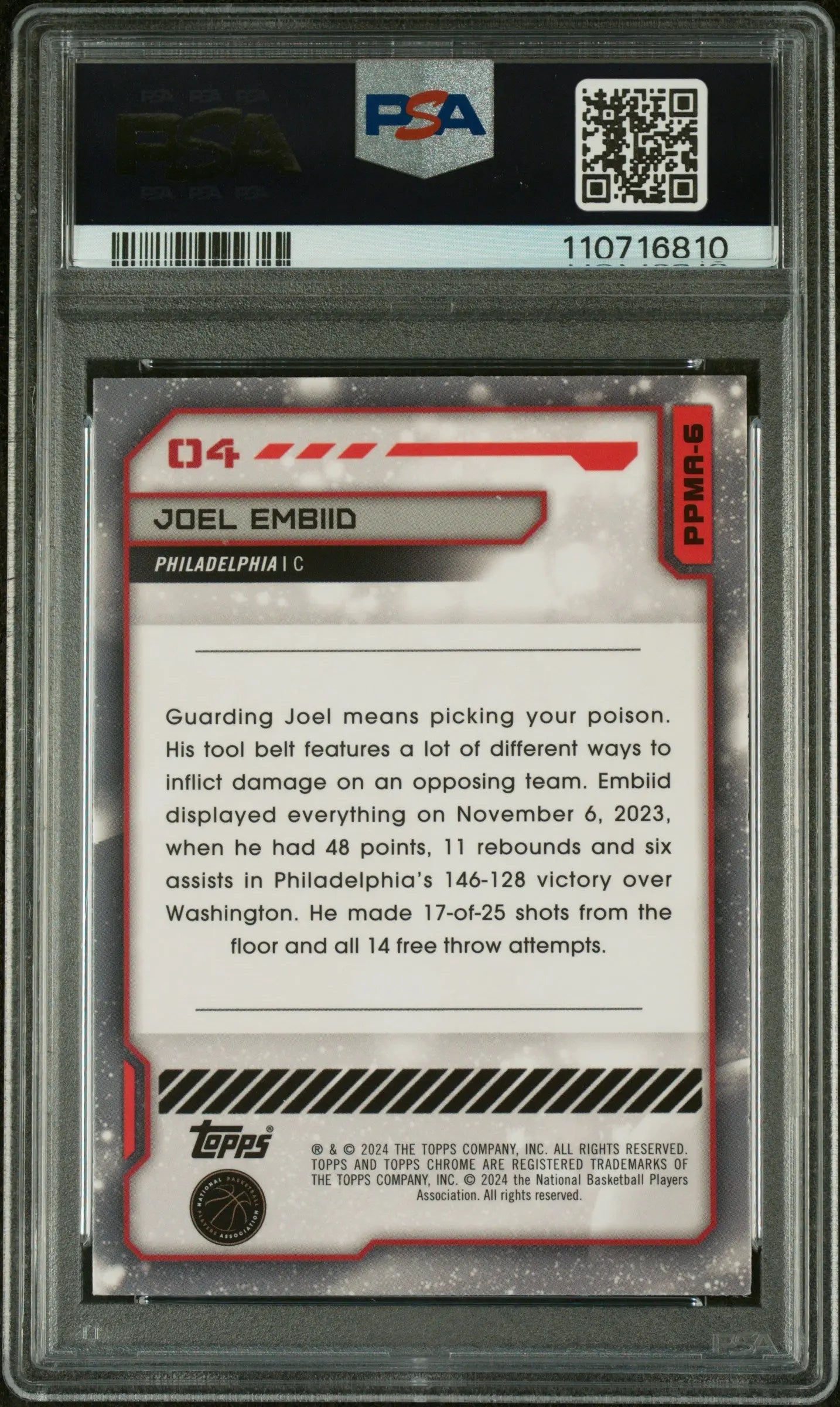 2023 Topps Cosmic Chrome Basketball Planetary Pursuit Joel Embiid Mars PSA 9 