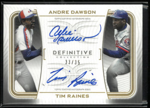 2023 Topps Definitive Collection Dual Autograph Andre Dawson/Time Raines Auto/35 