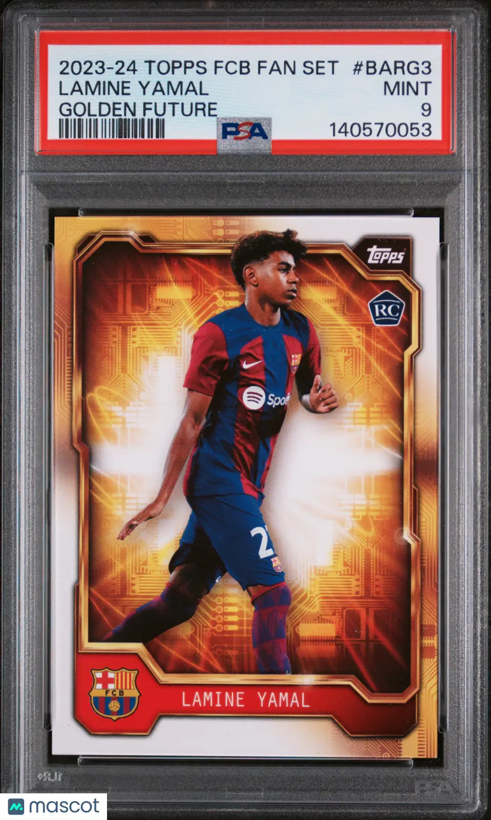 2023 Topps FC Barcelona Fan Set Golden Future Rookie Lamine Yamal RC PSA 9 