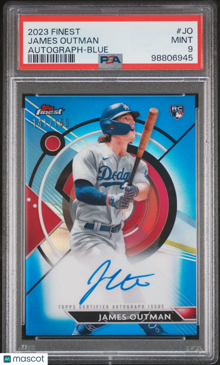 2023 Topps Finest Baseball Autographs Auto James Outman RC Blue PSA 9 /150 