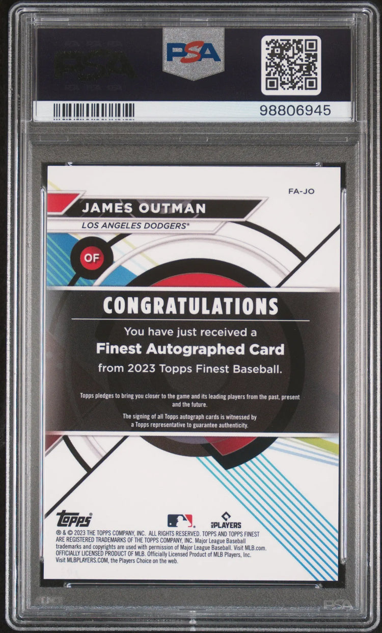 2023 Topps Finest Baseball Autographs Auto James Outman RC Blue PSA 9 /150 